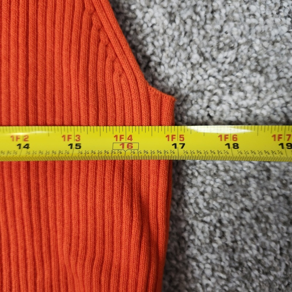 J. Crew Ribbed lace-up sweater Women's Large Orange V-Neck Stretch - Picture 6 of 7